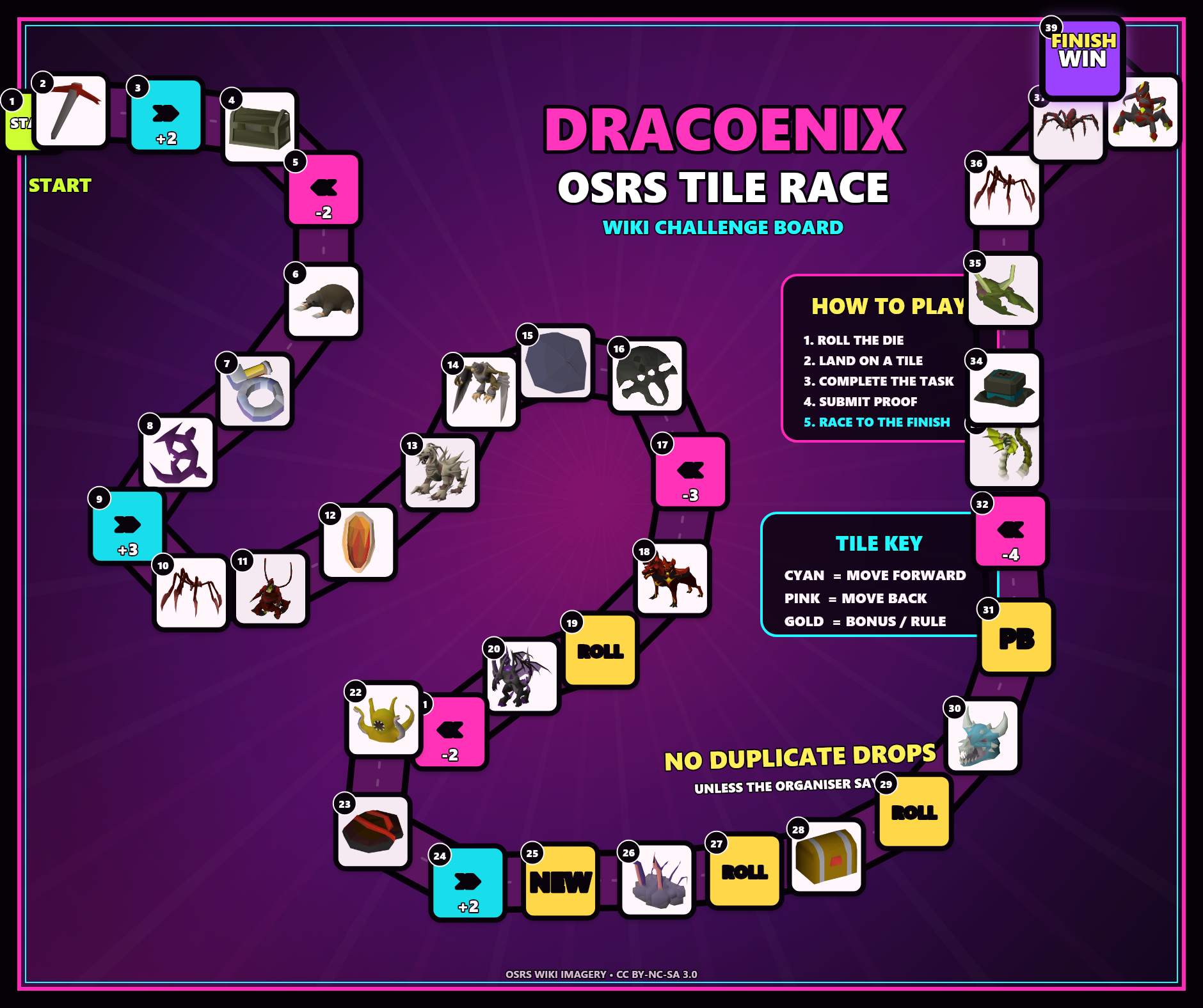 Dracoenix OSRS Wiki challenge tile board